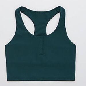 Aerie Henley Longline Sports Bra Dark Green XXL